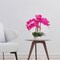 3-Pack 20" Fuchsia Phalaenopsis Orchids | Artificial Flowers in Sleek Round White Pots – Vibrant Modern Home & Office Decor